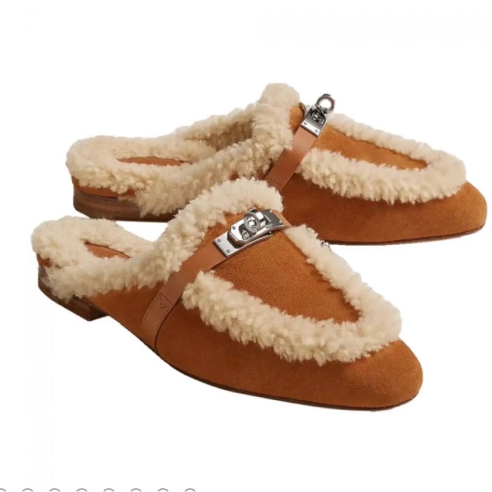 Hermes Oz Mule Shearling Suede size 39.5